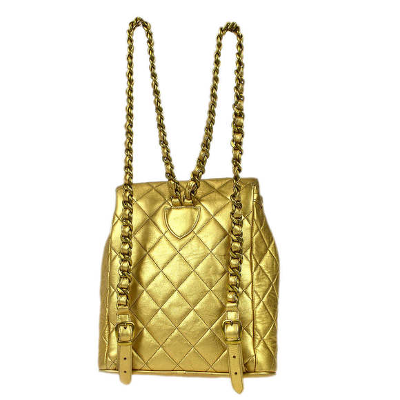 CHANEL 1994 Duma Chain Backpack Large Gold Lambskin 68056 - Picture 2 of 10
